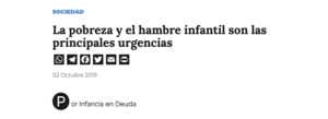 La pobreza y el hambre infantil son las principales urgencias, por Infancia en Deuda